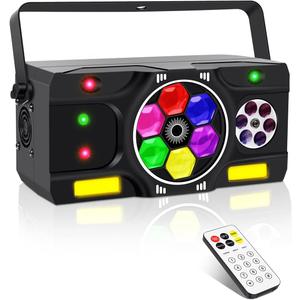 DJ Party Lights, 80W 6IN1 LED DJ Disco Light DMX & Remote Control, RGBW Bee-Eye Effect - Multi Patterns - Strobe Effect, Sound Activated Stage Light for Wedding Dance Gig Bar Rave