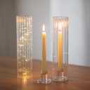 NUPTIO Candle Stick Holder for Centerpiece: Ribbed Hurricane Glass Taper Candle Holders - Set of 2 Fluted Candlestick Holder with Tall Cylinder Cover for Fall Thanksgiving Christmas Dining Table Decor