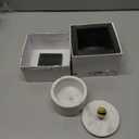 Queenza White Marble Salt Cellar with Lid and Brass Knob, 3 Inch Salt Box, 3x3 Inch