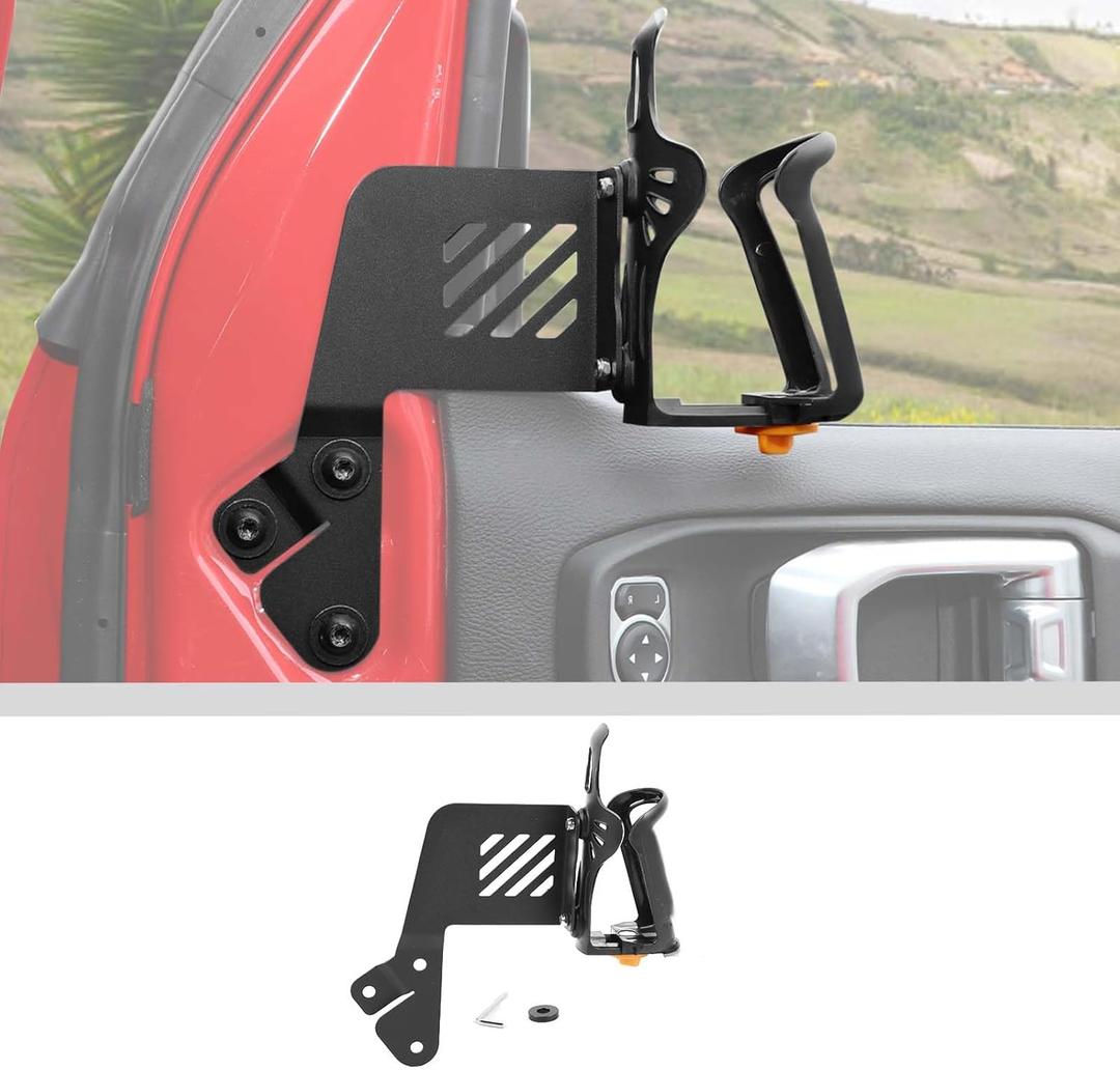 JWWY for Jeep JL Front Door Cup Holder Drink Holder on Passenger Right Side Beverage Rack for 2018-2025+ Jeep Wrangler JL JLU & Gladiator JT 4xe Interior Accessories Alloy (Co-pilot (right))