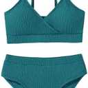 Adarl Girl's 2 Piece Swimsuit Solid Spaghetti Strap Bikini Sets Beach Bathing Suit Swimwear for Teen Girls, Size 15-16 Y