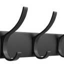 Coat Rack Wall Mount with 6 Hooks (Black, 1 Pack), Heavy Duty Coat Hooks Wall Mount for Entryway, Bedroom, Closet, Wall Hooks for Hanging Hats, Bags, Purses