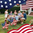 PakaLife 2PCS Front&Back Porch Decor Outdoor Entrance,Patio Decorations Outdoor Clearance,Artificial Red White and Blue Decoration Shaped Topiary Trees for Front Porch Home Garden Patio Decor (Faux Boxwood Bush Plants  Pattern 22pcs)