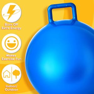 Lewtemi 3 Pcs Hopper Ball Carnival Outdoor Games 22 Inch Jumping Hopping Inflatable Bouncing Ball with Handle and Air Pump for Kids Sport Exercise(Blue, Green, Pink)