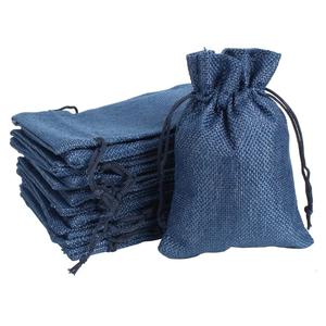 YANGBOYY Burlap Bags, 100 Packs 5''x7'' Burlap Drawstring Gift Bag Party Favor Pouch Linen Jewelry Pockets for Christmas Thanksgiving Easter Valentine's Day Presents Arts Crafts (5''x7'', Navy Blue