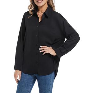 Woolicity Women's Button Down Shirts Long Sleeve Wrinkle Free Solid Work Blouse Dress Shirts