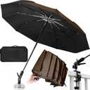 New 60" Folding Magnetic Umbrella,Designed for Outdoor Work,600lb Strong Suction Hvac Umbrella With Magnetic Base & Clamp,2-in-1 Sun & Rain Protection,180 Adjustable,Portable for HVAC (Brown)