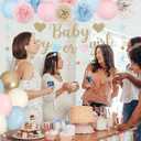 Ouddy Party Baby Gender Reveal Decorations, Pink Blue Sand White Balloons Glitter Boy or Girl Banner Moon Star Circle Garland Paper Tassels Lanterns for Boho Gender Reveal Birthday Party Supplies