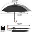 G4Free 52/62inch Wooden J Handle Golf Umbrella Windproof UV Protection Classic Stick Wedding Cane Umbrellas, Auto Open Cane Hook Handle