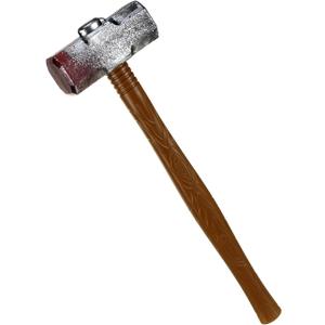 BinaryABC Plastic Fake Hammer Prop,Lightweight Sledge Hammer for Halloween Costume Accessory,Bloody Toy Weapon for Cosplay & Scary Props