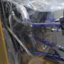 Medline Lightweight Foldable Transport Wheelchair with Handbrakes and 12-Inch Wheels, Blue Frame, Black Upholstery