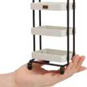 Dollhouse Miniature Handcart Rolling Cart 3 Layers Storage with Wheels for Mini House Kitchen Furniture Restaurant Trolley Dining Cart Shelf Accessories Garden Decoration (Beige)