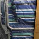 Yestomo Beach Chairs for Adults Heavy Duty, Compact Portable Lay Flat Folding Chair with Backpack Straps and Large Cooler Pouch, Support to 350LBS (Stripes_Blue&Cyan), 12.6" X 20.5" X 26.5"