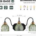 Vintage Bathroom Vanity Light, Bathroom Lighting Fixtures Over Mirror, Mid Century Style Farmhouse Light Fixtures with Green Glass Shades, Black Finish Wall Mount for Bedroom (Green, 3-Light)