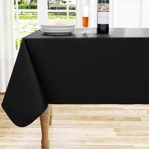 homing Square Vinyl Tablecloth, Waterproof Spillproof Plastic Flannel Backed Table Cloth, Wipe Clean Table Cover for Dining, Buffet Parties and Camping (Black, 54" x 54")