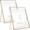 Gold 10x12 Floating Frame 2-Pack for Photo Sizes(7x9''8x10'',8.5x11''),Adjustable Tabletop/Shelf Floating Picture Frame 8x10'',Classy Gift Choice for Wedding,Christmas,Home or Office Decor