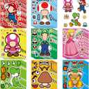 24 Sheets 5.8x4.4 DIY Make a Face Mario Stickers for Teens, Make Your Own Mixed & Matched with 8 Designed Characters(3 of Each) Sticker for Birthday Party Supplies Favors Class Reward (Mario)