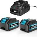 2 Packs 4.0 Ah Replacement Battery and Fast Charger 21V Rechargeable Lithium Battery for Cordless Power Tools