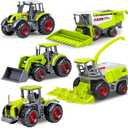 5 Pack Diecast Farm Tractor Toy, Toddlers Farm Toys Tractor Vehicles with Combine Harvester, Forage Harvest, Mini Farming Truck Toys for Kids Boys Ages 3 4 5 6 7 Birthday Gifts Easter Basket Stuffers