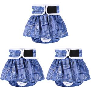 wegreeco Dog Diapers Female (3 Pack), Highly Absorbent Puppy Doggie Dog Diapers for Female Dogs Period, Washable Doggy in Heat,(Classic Jeans, Medium)
