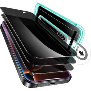 ESR 3 Pack for iPhone 16 Pro Max Privacy Screen Protector, Anti-spy Tempered-Glass Privacy Screen Protector with Flawless Fit Tray, Micro-curved Edges, Case Friendly