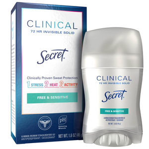 Secret Clinical Strength Invisible Solid Antiperspirant and Deodorant for Women - Free Sensitive - 1.6oz