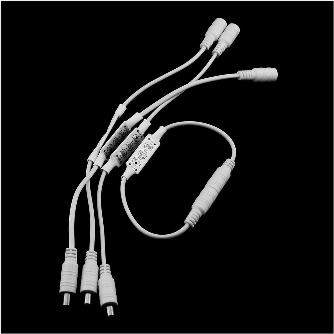 MEETOOT 4PCS DC 12V LED Dimmer Switch Dimmer Controller Adapter Cable Connector Cable LED Strip Light Mini Strip Dimmer for Home Lighting and Commercial Display and Landscape Decorations