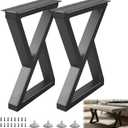 20 Inch Coffee Table Legs Black, Heavy Duty Metal Furniture Legs for DIY End/Side Tables, Modern Desks, Bench, Sofa, Dining Desk Legs, Z Style
