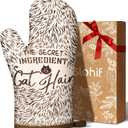 Slohif Funny Oven Mitt Heat Resistant for Women - 1 Pack Brown Cute Novelty Cool Kitchen Oven Mittens with 100% Cotton for Baking and Cooking Accessories (Brown)