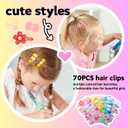 70PCS Hair Accessories for Girls Little Girl Hair Clips Barrettes for Baby Toddler Teens Women Kids Cute Candy Colorful Flower Gift for 6-18 Ages (Girls Hair Accessories)