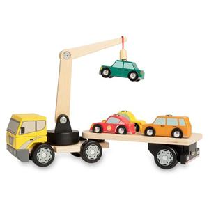 Nene Toys Magnetic Car Loader with 4 Cars and 1 Semi-Trailer Wooden Truck for Kids 2+ Year Old - Interactive Crane Wooden Toy - Vehicle Toys for Boys Girls - Educational Toy for Toddlers Ages 2+