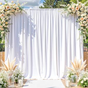 60x10 ft Wrinkle Free White Backdrop Curtain for Parties-6 Panel 10x10 Large White Photo Backdrop Drapes Seamless Polyester Fabric Back Drop Cortinas for Wedding Birthday Photography Background