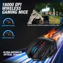 UtechSmart Venus Pro RGB Wireless MMO Gaming Mouse, 16,000 DPI Optical Sensor, 2.4 GHz Transmission Technology, Ergonomic Design, 16M Chroma RGB Lighting, 16 programmable Buttons, Up to 70 Hours