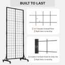 HUHOLE Heavy Duty Gridwall Display Stand with Wheels (2.2' x 5.2'), Portable Retail Wire Rack for Craft Fairs & Garage Storage, Includes 12 Hooks-Black, 26 inches x 1.6 inches x 62.2 inches