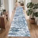 Runners for Hallways Ultra Non-Slip 2x10 Long Runner Rugs Washable Abstract Tear and Stain Resistance No Pile Lightweight Modern Rug Runners for Entryway, Kitchen, Walkway, Entrance, Blue