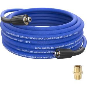 Pressure Washer Hose 25 FT, 1/4" Super Flexible Blue Power Washer Hose, 3700 PSI Kink Resistant Pressure Water Hose, M22-14mm Extension Hose Replacement for Home Use