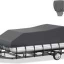 800D Pontoon Boat Cover with Motor Cover, Heavy Duty Solution-Dyed Polyester Cover, UV Resistant Marine Grade Waterproof Covers, 21'-24' Length, Beam Width 102" (DeepGray for Pontoon)