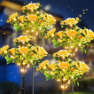 Neporal Solar Garden Lights Outdoor Waterproof IP65 4PK Dusk to Dawn Carnation Solar Flower Lights for Garden Decor Yard Decor Patio Decor, Garden Solar Lights Outdoor Gardening Gifts