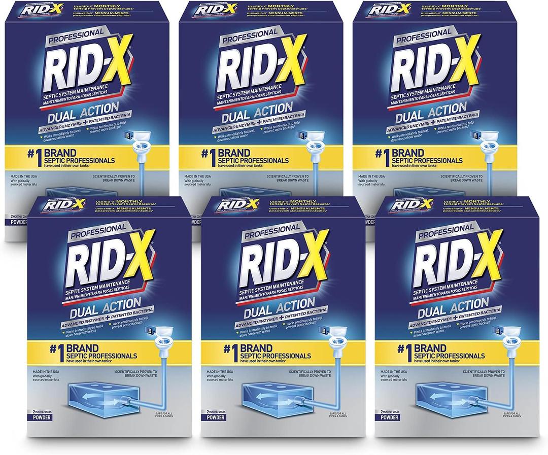 RID-X Professional Septic Treatment, Septic Tank Treatment, 12 Month Supply Of Powder (6 Packs x 2 Month Supply), 117.6 oz