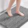 Chenille Bath Mat Thick Soft Absorbent for Bathroom, Microfiber Dries Quickly, Shaggy Washable Plush Durable Rug, Bathtub and Shower Floor, 21x30 Inch, Grey