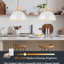 ELYONA 2 Pack Hammered Pendant Lights, 12" Modern Metal Dome Hanging Lamp Solid Wood Pendant Light Fixtures for Kitchen Island, Farmhouse, Dining Room, Sink, Bedroom, Hallway, Nordic White