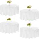 4 Pack Round Tablecloth 108 Inch White Polyester Washable Fabric Table Covers for Wedding Dining Table Buffet Parties Banquet Decor