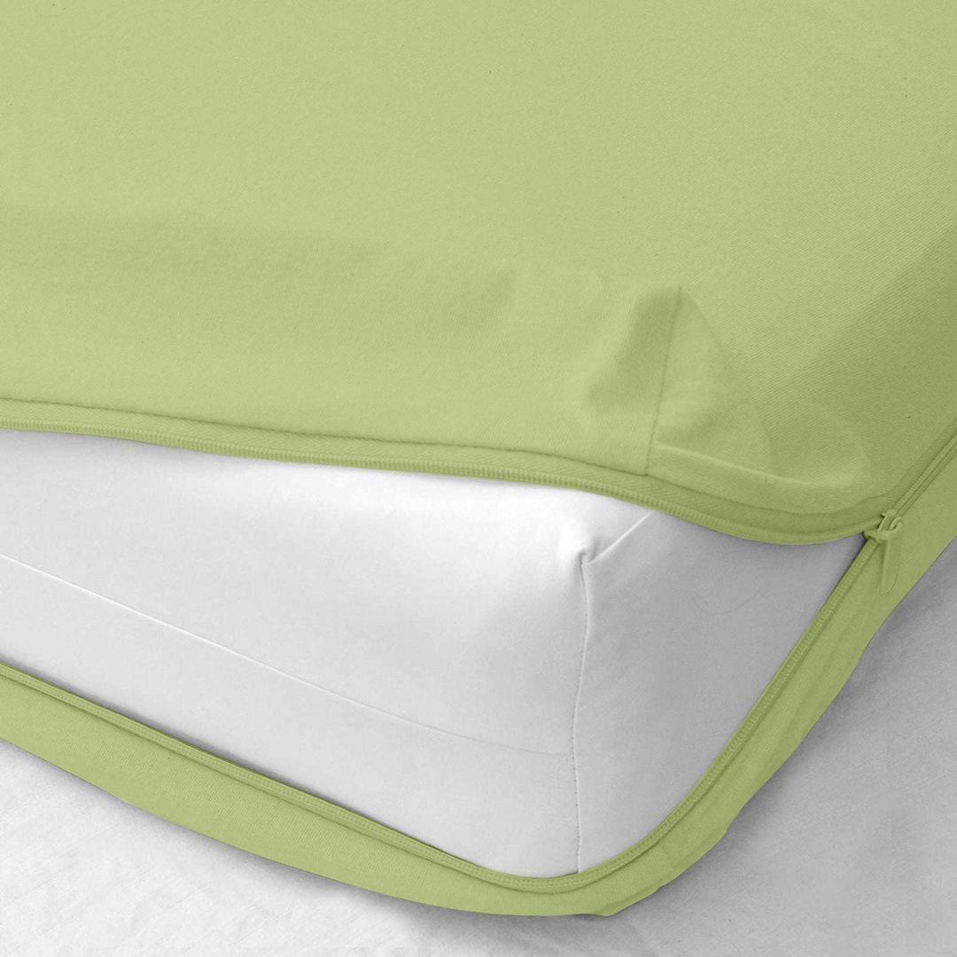 Zipper Fitted Sheet - Twin Size, 8 Inch Deep Pocket, Hotel Quality Brushed Microfiber Bottom Sheet, Soft Wrinkle-Free, Shrinkage and Fade Resistant, 1 Fitted Sheet Only (Sage)