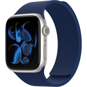 Magnetic Silicone Band Compatible with Apple Watch Band 42mm 41mm 40mm 38mm Series 11 10 9 8 7 6 5 4 3 & SE 3/2/1 Strong Magnetic Clasp, Waterproof & Adjustable (Deep Blue)