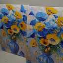 Blue and Yellow Flowers Wall Art Framed（Floral-2,16x24inch (40x60cm)