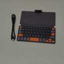 Doohoeek Universal Bluetooth Mini Keyboard, Wireless Compact Keyboard with Orange Navigation Keys & Any-Angle Stand for Android/iOS/Windows, Dual-Device Keypad for Phones/Galaxy Z Fold/iPad mini