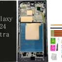 Galaxy S24 Ultra LCD Screen Replacement for Samsung Galaxy S24 Ultra 5G (SM-S928 Series) - LCD Display Touch Digitizer Assembly with Frame, Installation Tools, No Built-in Fingerprint Sensor (Black)