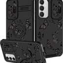 Funermei for Samsung Galaxy S24 FE Case - Women Girls Cute Phone Cover Girly Pretty Aesthetic Black Butterfly Unique Design with Camera Cover Ring Stand Funda for Samsung S24 FE Case