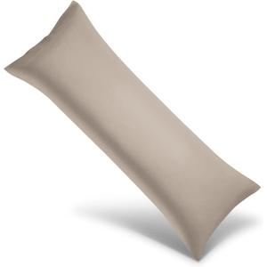 Body Cooling Pillowcase Long Pillow Case Breathable Cool Silky Soft Rayon Derived from Bamboo Fabric,Hair and Skin Friendly,Taupe,1 Pack,20x54IN
