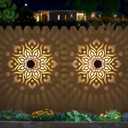 2 Pack Solar Fence Lights Metal Solar Powered Outdoor Wall Deck Step Lights Mandala Theme Waterproof Fence Light for Garden Post Patio Backyard Yard Decor, Gardening Gifts for Women Mom Grandma